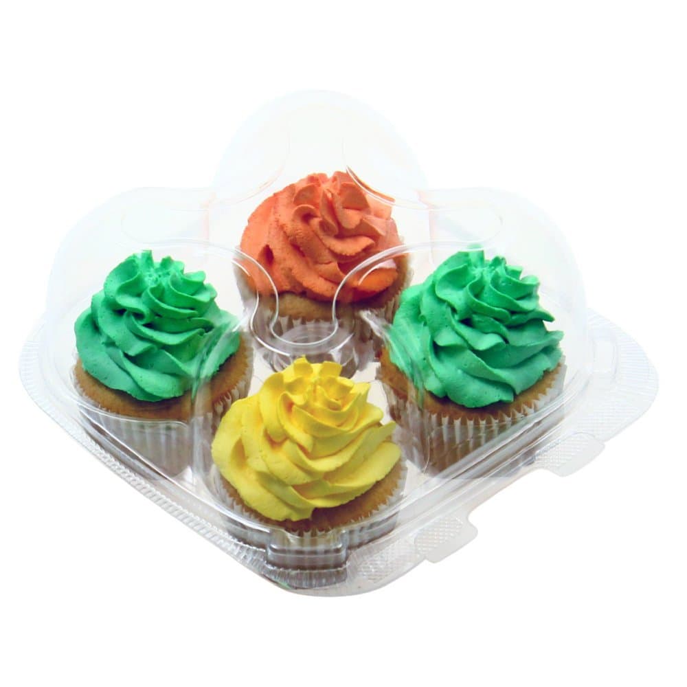 Clear Cupcake Boxes with 4 Compartments | Durable Large Cup Cake Container/Holder to Keep Your Cupcakes or Muffins Delicious and Fresh Longer (25 Pack)