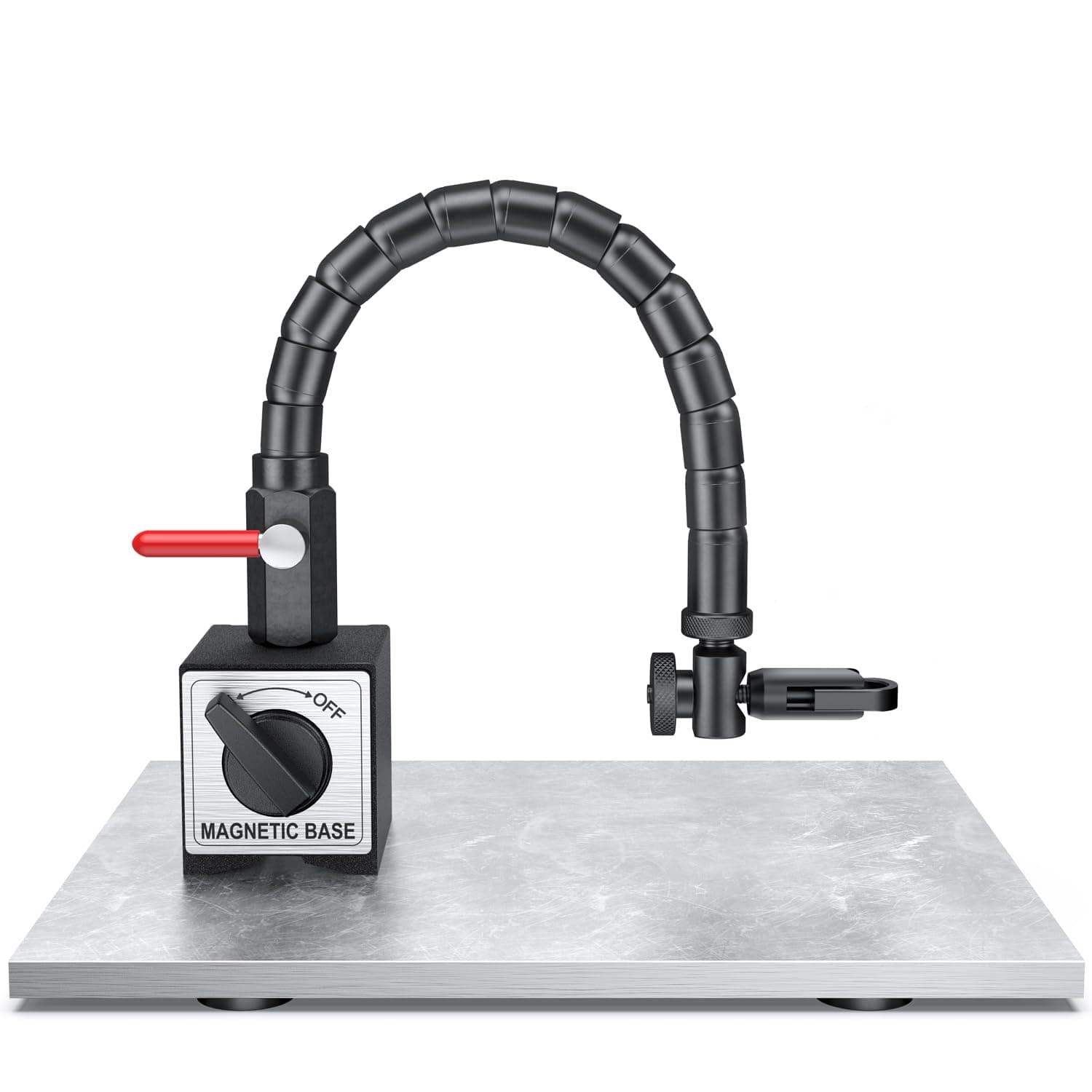 HDLNKAK Indicator Magnetic Base and Flex Arm Combo, 360 Deg Flexible Stem Holder for Digital/Dial Indicator Gauge, Premium Disc and Rotor/Ball Joint Gage for Precision Measurements （Black Base）