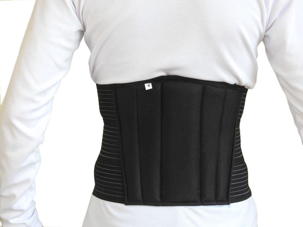 Black Lower Back Brace Lumbar Support | Breathable Cotton Materials | Spinal Back Support belt (Three Spring Steel Stays) - M