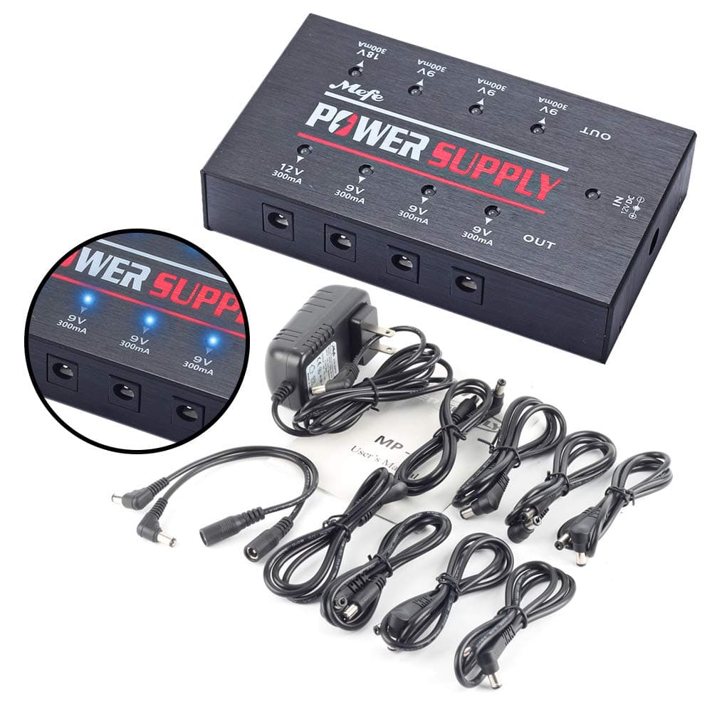 Pedals Power Supply, Mefe MP-2 Guitar Effect High Current DC 8 Truly Isolated Output for 9V/12V/18V Effect Pedals