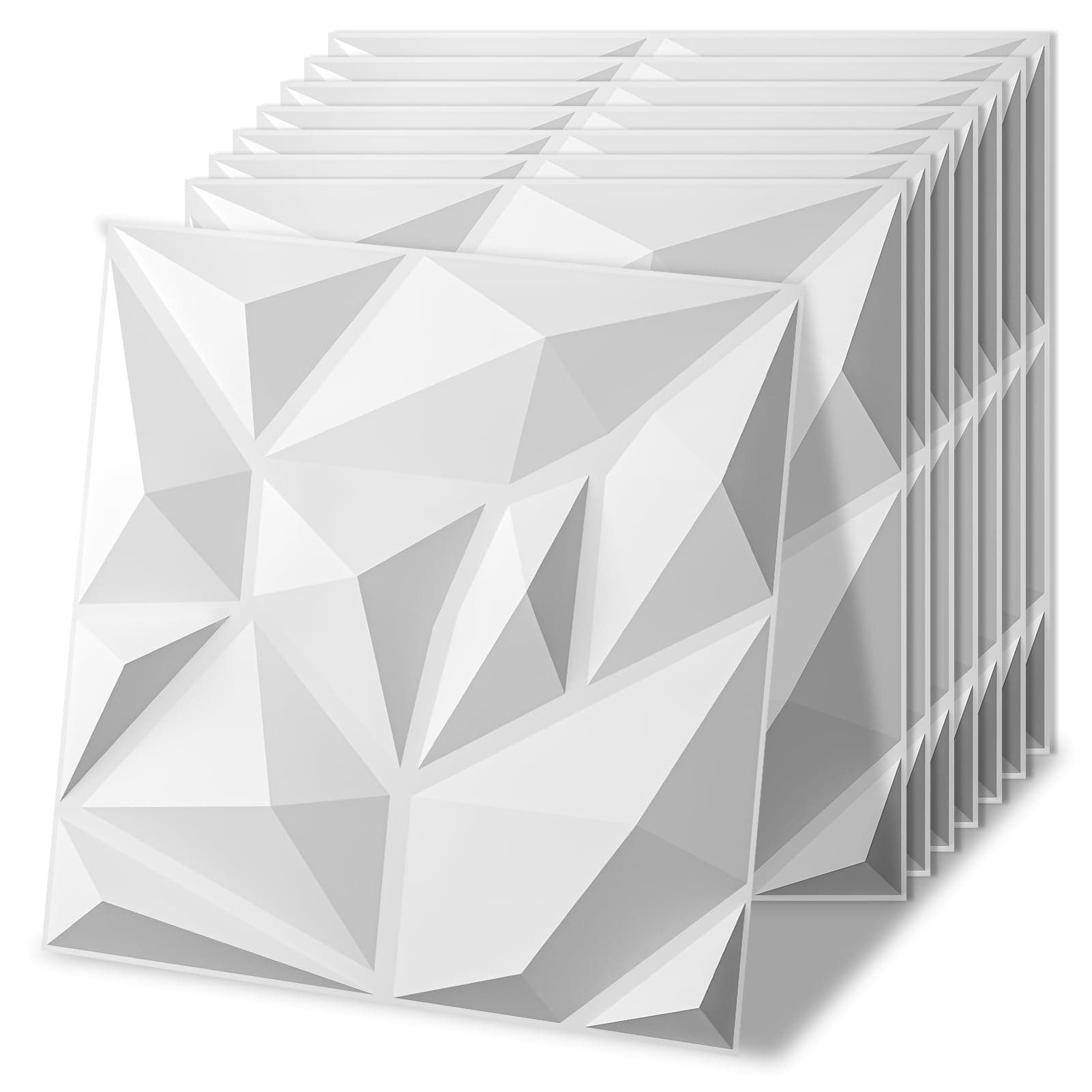 Art3d 20 Pack Decorative 3D Wall Panels for Interior Wall Decor Living Room, 11.8"x11.8" Cover 19 Sq.Feet White PVC Panels for Bedroom TV Background Gaming Room Decor