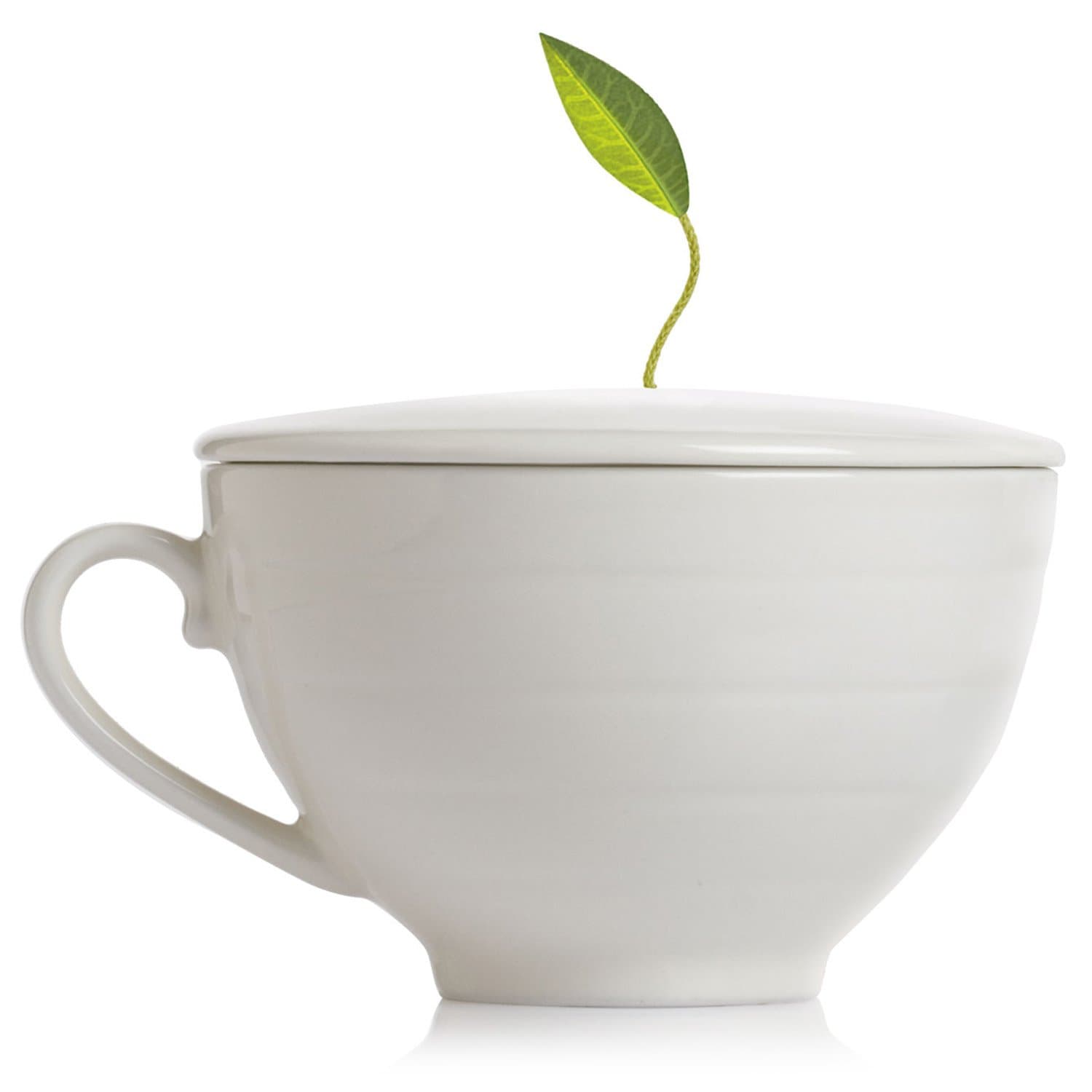 Tea Forte Café Cup with Porcelain Lid, Fitted Lid Keeps Hot When Steeped
