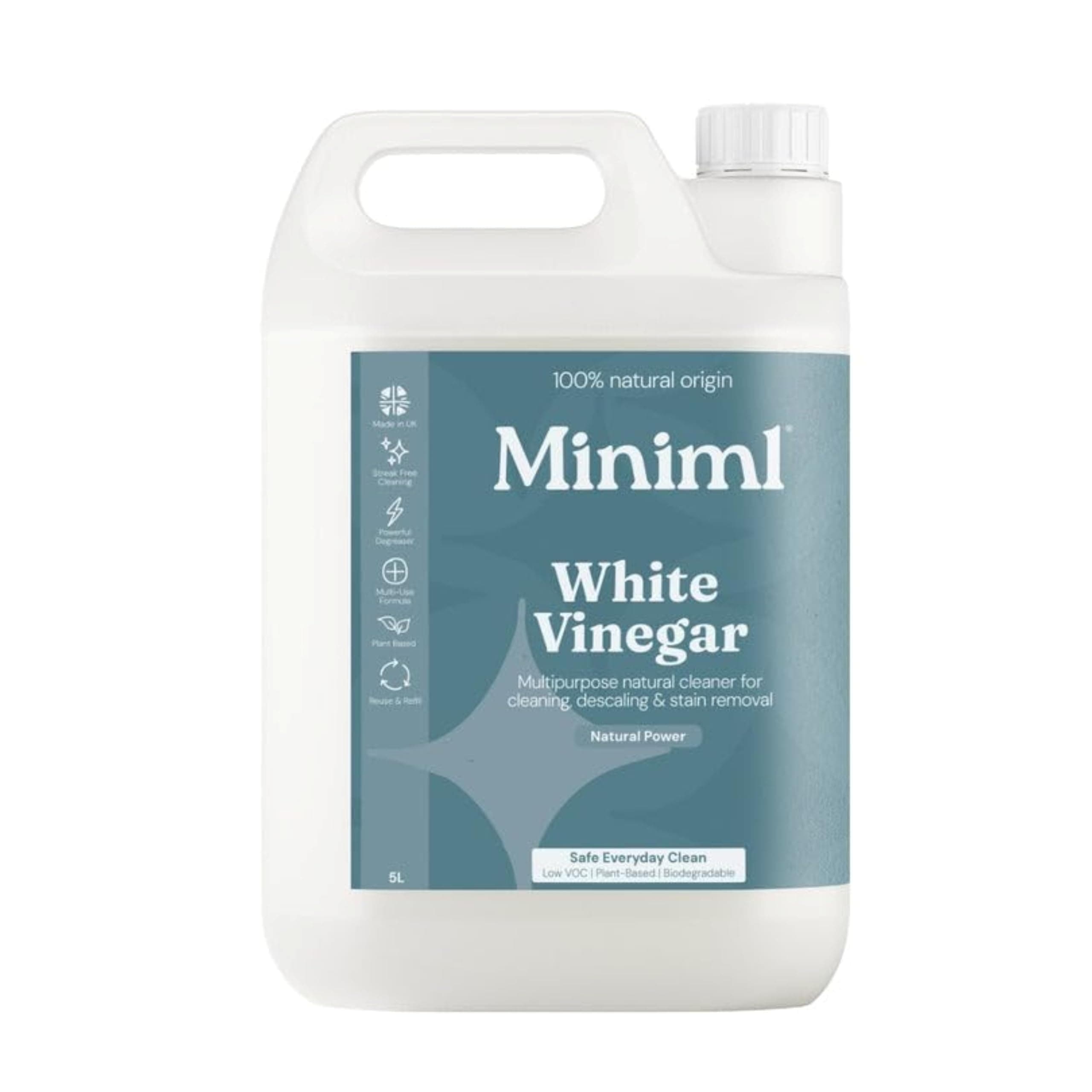 Eco White Vinegar Cleaning - All Natural Multi-Surface & Multi-Purpose Cleaner, Limescale Remover, Laundry Softener & More - 100% Vegan & Cruelty Free (5L (Pack of 1)