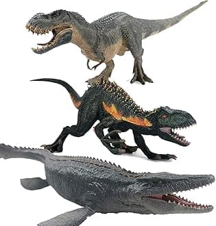 EOIVSH 3PCS Dinosaur Toys Set: Tyrannosaurus Raptor & Vastatosaurus Rex & Mosasaurus, Large Plastic Dinosaur Figures, Dinosaur Figurine Toys for Gift,Cake Topper,Party Favor
