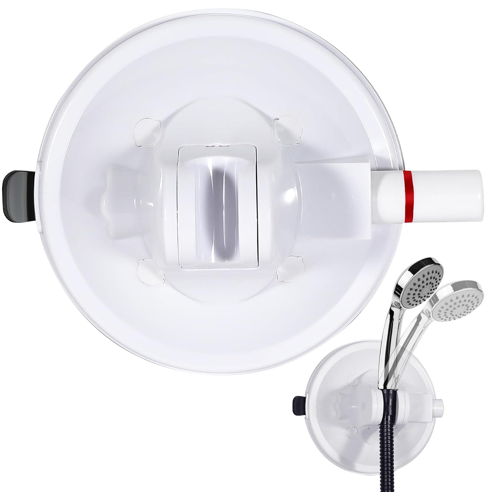 Shower Head Holder with Strong Suction Cup, Adjustable Shower Handheld Holder, Universal Portable Shower Head Holder Wall Mount, Detachable Mounted Suction Bracket for Marble, Glass, Metal, Ceramic