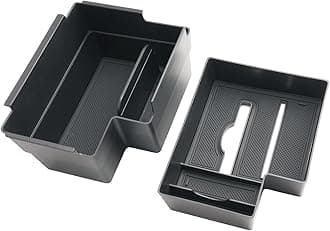 Double Layer 2020-2025 Explorer Center Console Organizer for Ford Explorer All Trims (Active/ST-Line/Platinum/ST), Durable ABS Plastic 2023 2024 2025 Explorer Armrest Tray, Tissue Box Holder