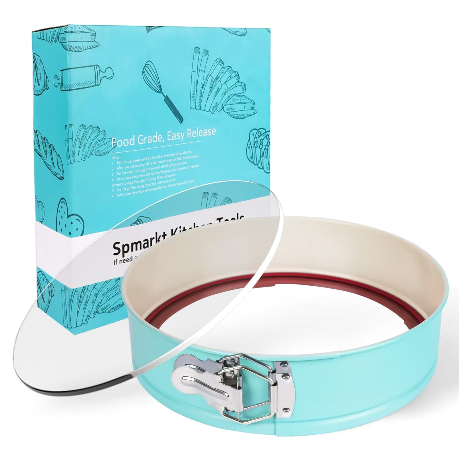 10In Glass Bottom Springform Pan,10 inch Nonstick Cheesecake Pan with Silicone Seal for Easy Release, Leak-Proof, Great Gift for Baking Lovers