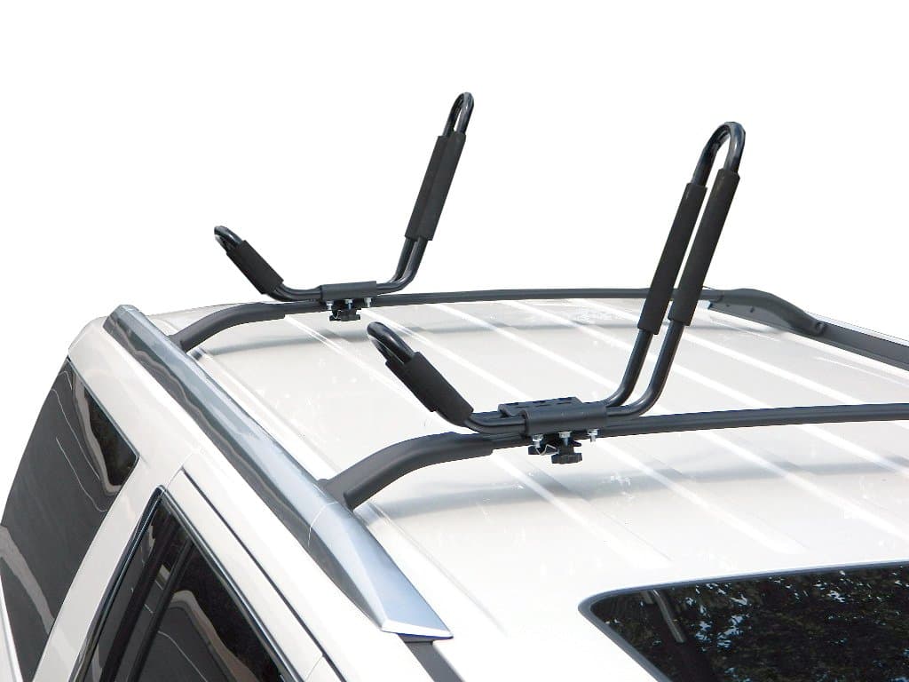 2 Pair 4 Racks Universal Black J Shape Steel Kayak Canoe Boat Paddleboard Surfboard Snowboard Wakeboard Ski Roof Rack Car SUV Jeep Top Mount w/ Tie Down Straps