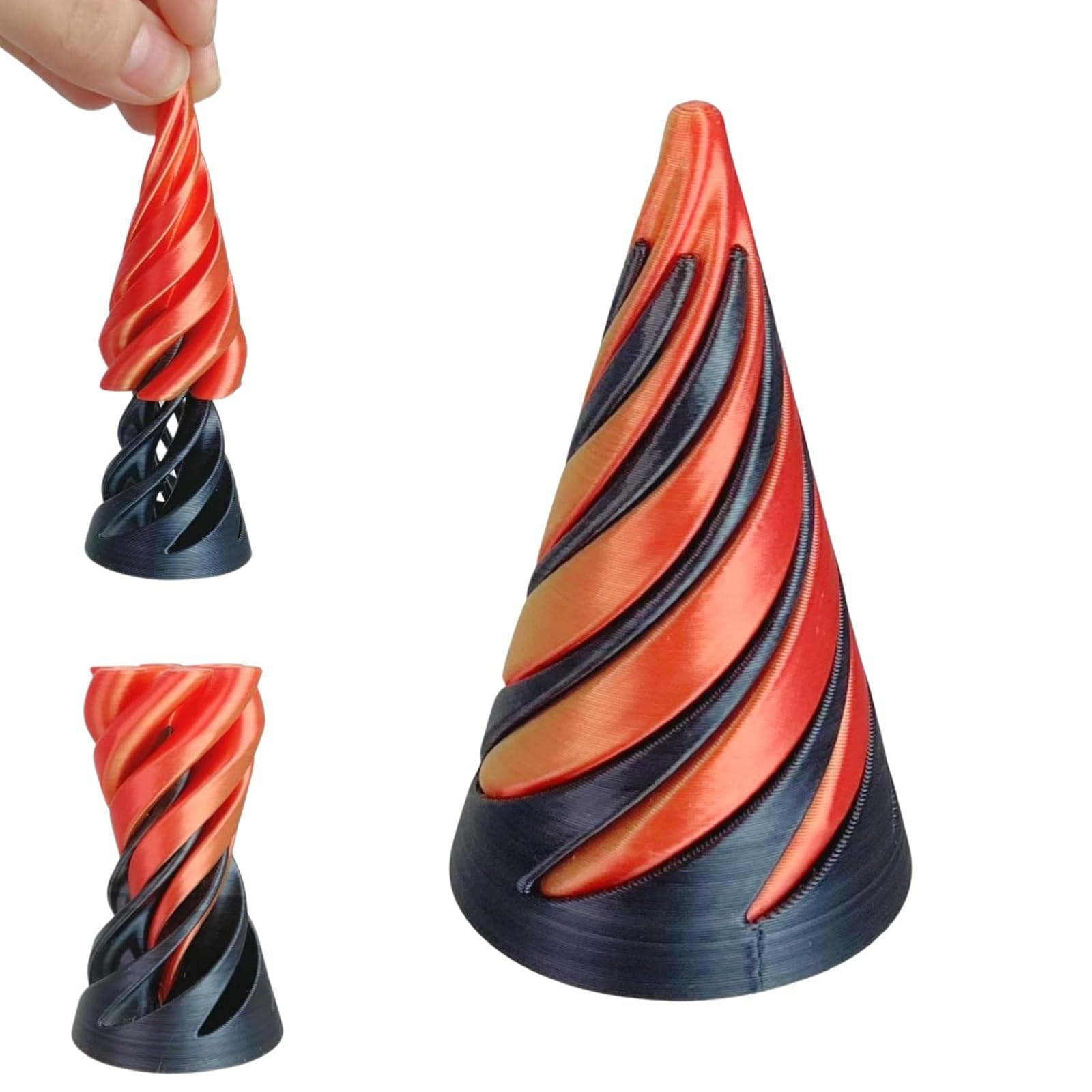 Impossible Cone Pyramid Passthrough Sculpture, 3D Printed Spiral Cone Toy,Pass Through Pyramid Fidget Toy, Mini Vortex Thread Illusion, Pyramid Passthrough Sculpture (Small Cone)