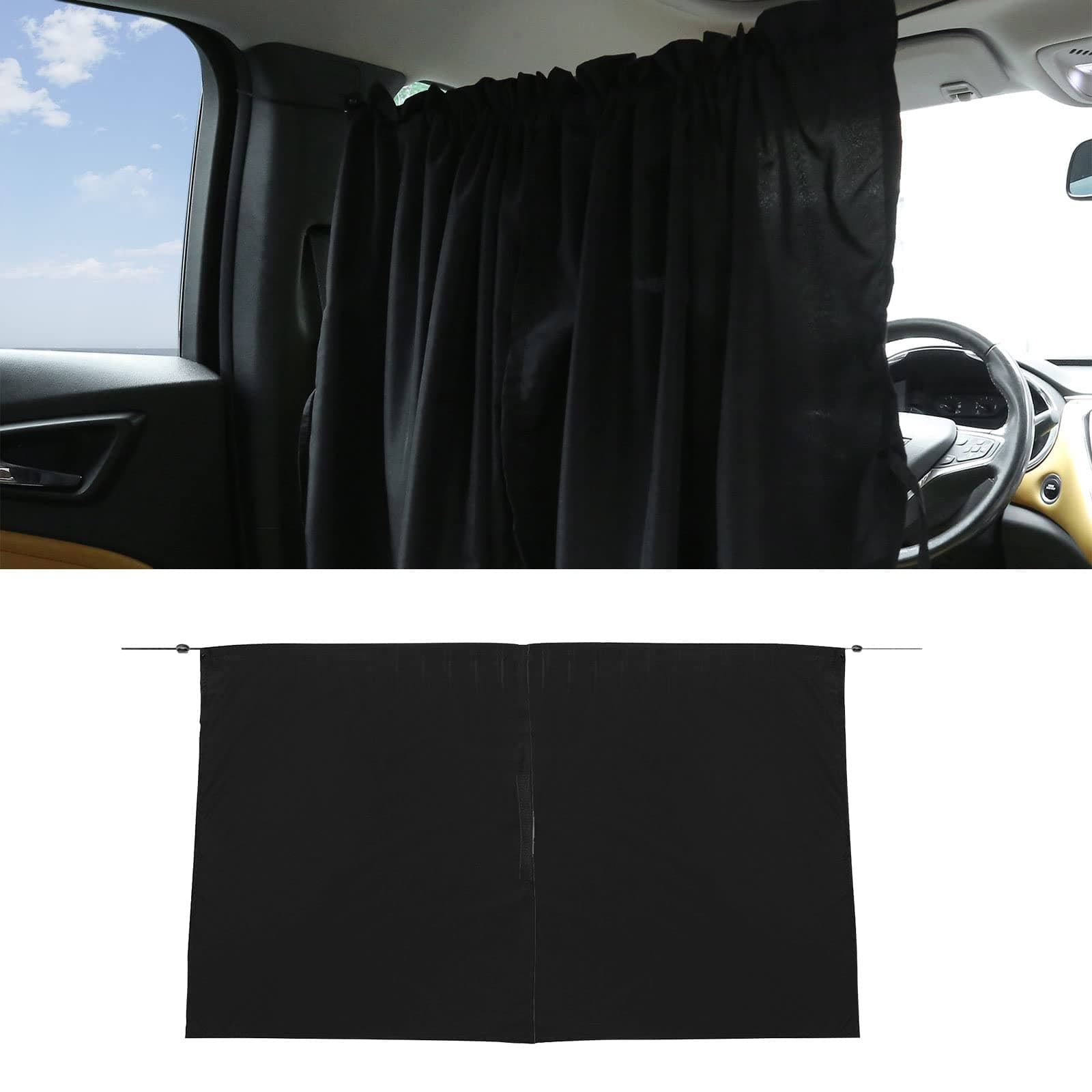 MAKINGTEC Car Divider Curtain, Universal Sun Shade, Removable Front Rear Side Privacy Curtains for Travel Nap Night Camping