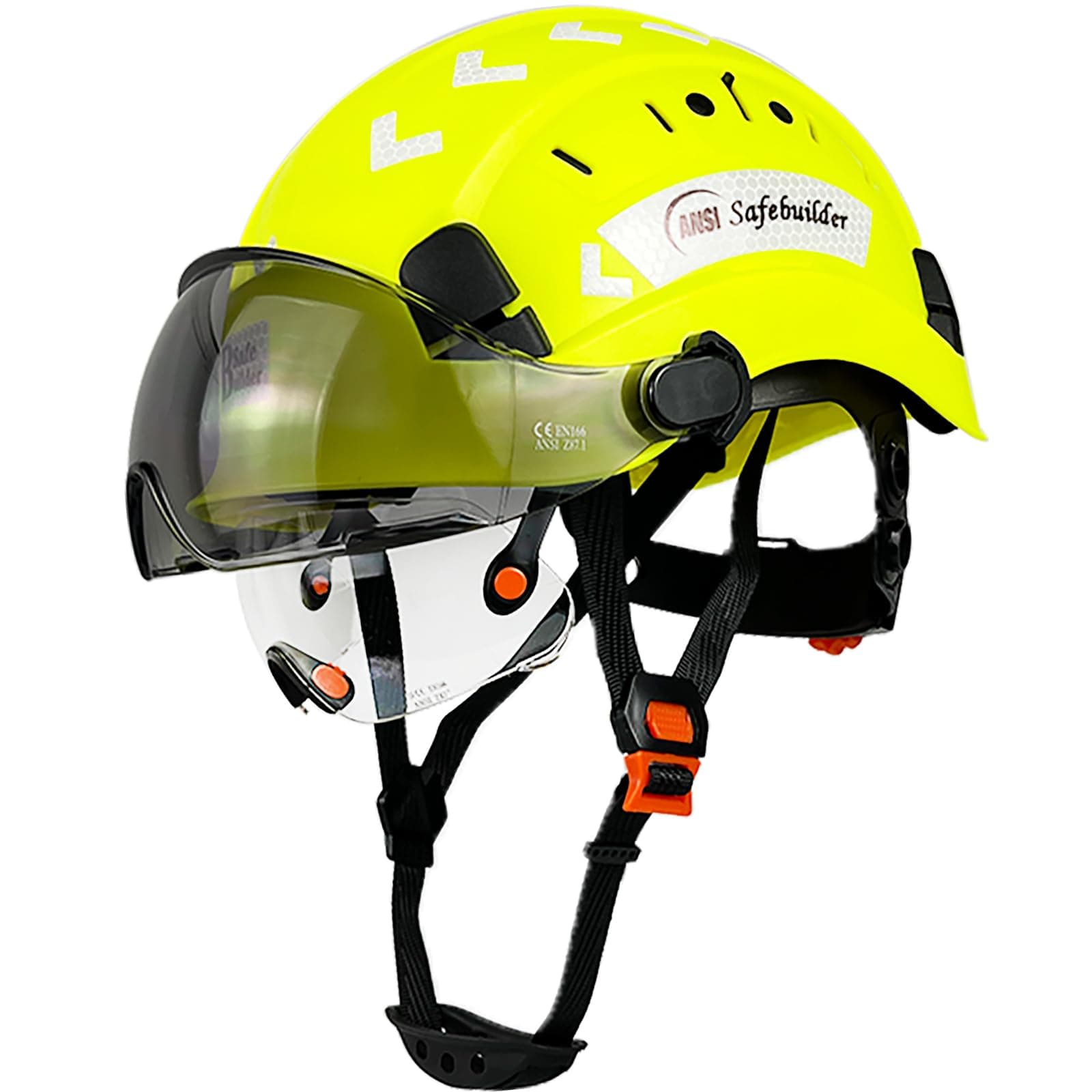 Construction Safety Helmet with Build-in Visor ABS Hard Hat with Visor Adjustable Ventilation Hardhats Work Head Protection ANSI/ISEA Z89.1