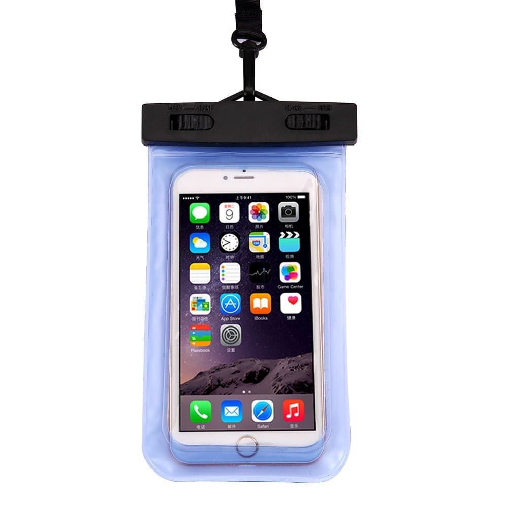 Phone Waterproof Case, Clear Universal Waterproof Bag Case Protective Wallet Bag Dirtproof Dry Bag for iPhone , Samsung , Fit for Cell Phone up to 6'' Diagonal (blue)
