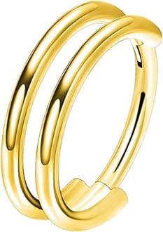 Nose Rings Hoops 316L Surgical Steel Flower Silver Septum Rings 16g Clicker Daith Hinged 14K Gold Plated Piercing Jewelry Gifts 1.2 * 8mm 10mm