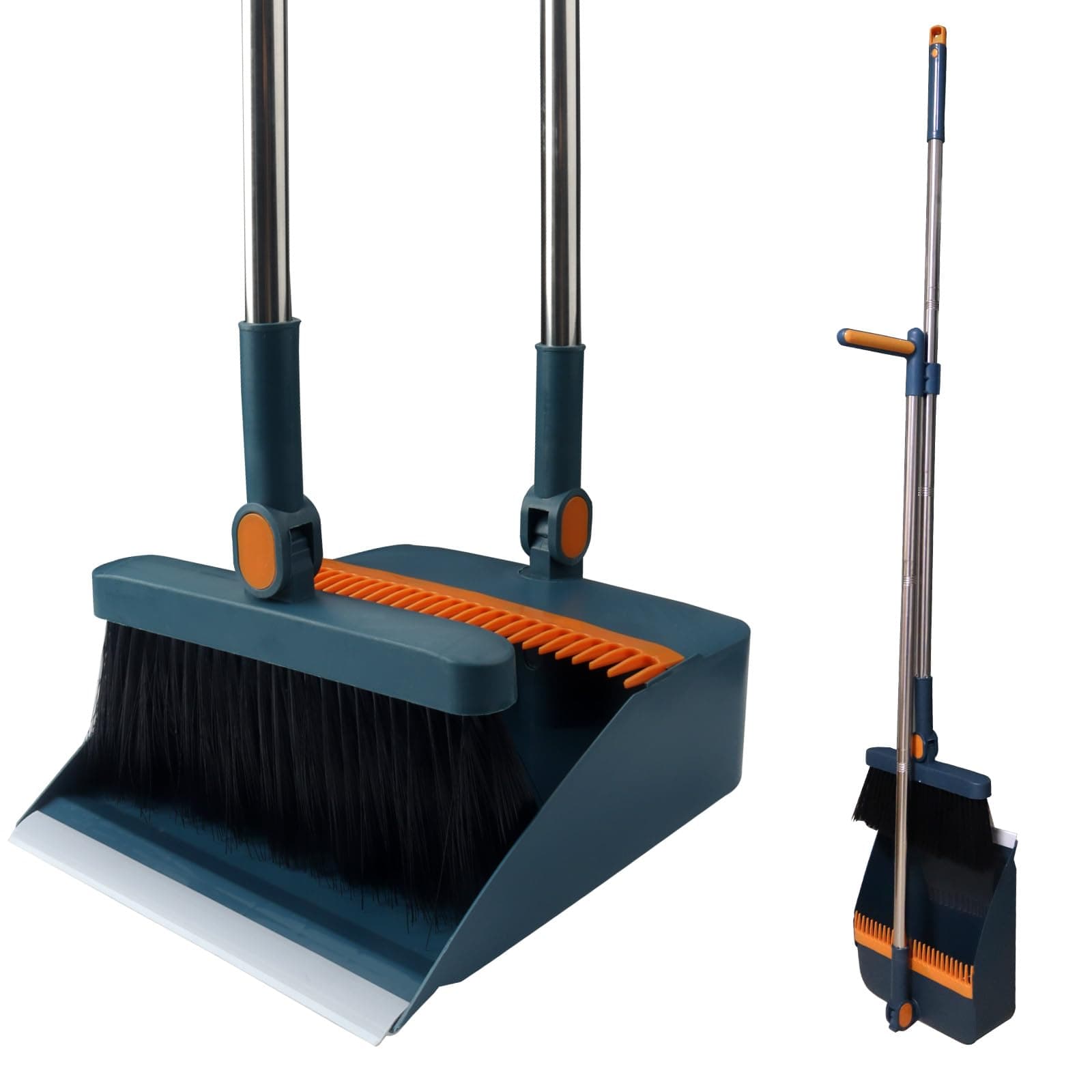 Broom dustpan set with comb teeth windproof vertical long-handled broom kit for household cleaning and sweeping
