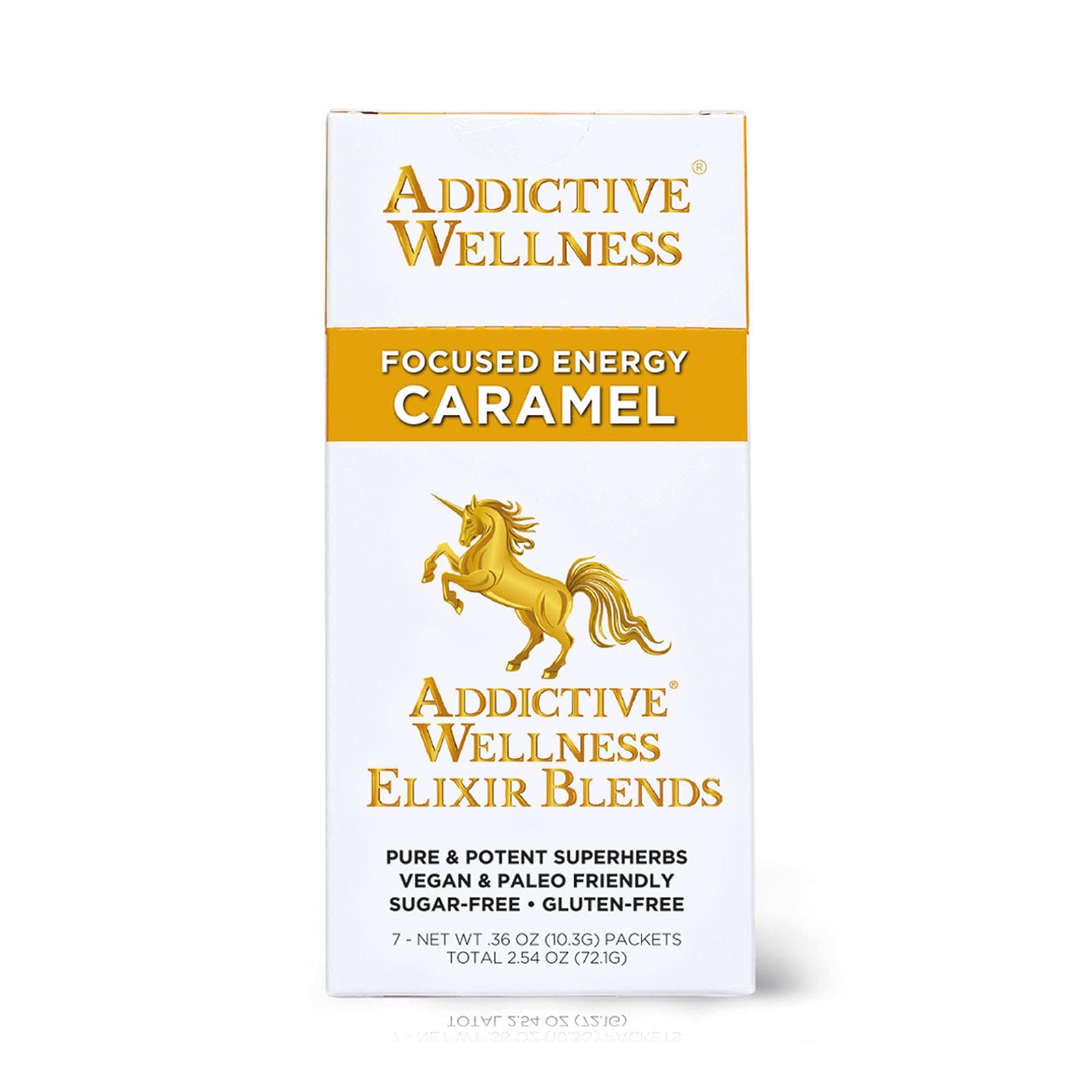 Addictive Wellness Elixir Blends - CARAMEL Sugar-Free Superherb Drink Mix Box (7 Packets)