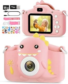 Kids Camera for 3-12 Years Old, 2.0 Inch Screen 1080P HD Toddlers Childrens Boys Girls Christmas Birthday Gifts Selfie Digital Toy Camera with 32GB Card Pink