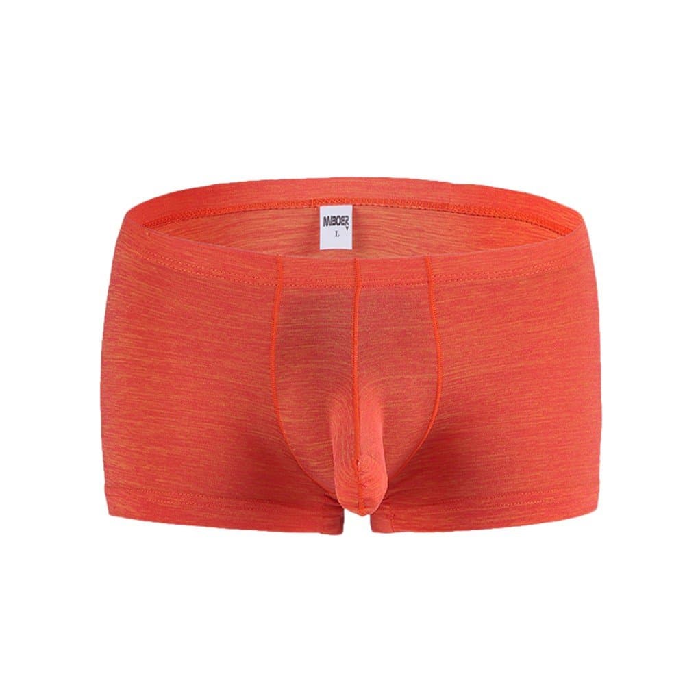 niceone Mens Elephant Nose Boxer Briefs Solid Color Cotton Breathable Shorts Underwear Men Funny Bulge Trunks Underwear Jockstrap Full Coverage Plus Size Bulge Enhancing Thongs G-String Orange M