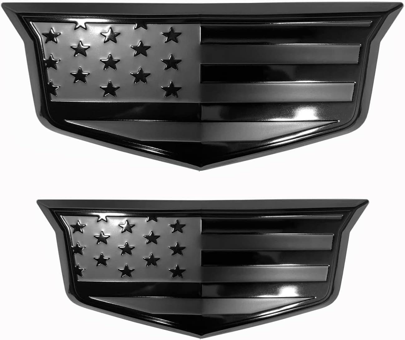 eVerHITCH American Black Flag Aluminum Overlay Grille Front Taigate Emblems Set for Escalade 2021-2023 (Black)
