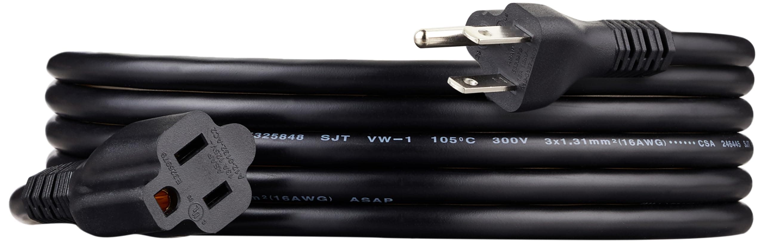 Amazon Basics Extension Cord, 10 Ft, 3 Prong Outlet Extender, Indoor, 13 Amps, 125V, Black