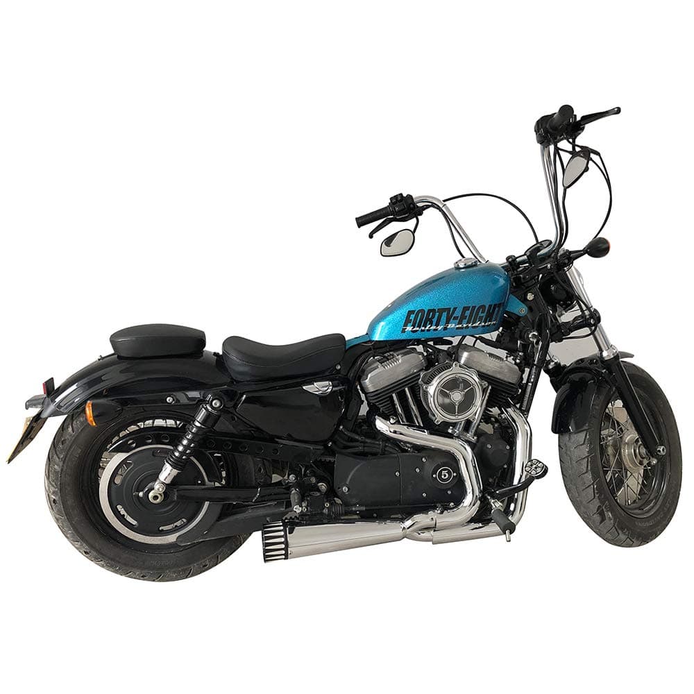 SHARKROAD 2 into 1 Exhaust Pipe System Chrome for Harley Sportster 2004-2020, Stepped Header and Merge Collector, Deep Tone Throaty, Full Coverage Heat Shield.06C