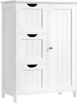 Bathroom Floor Storage Cabinet, Bathroom Storage Unit with 3 Drawers, 1 Adjustable Shelf, Bathroom Cabinet Freestanding, 11.8 x 23.6 x 31.5 Inches, White UBBC49WT