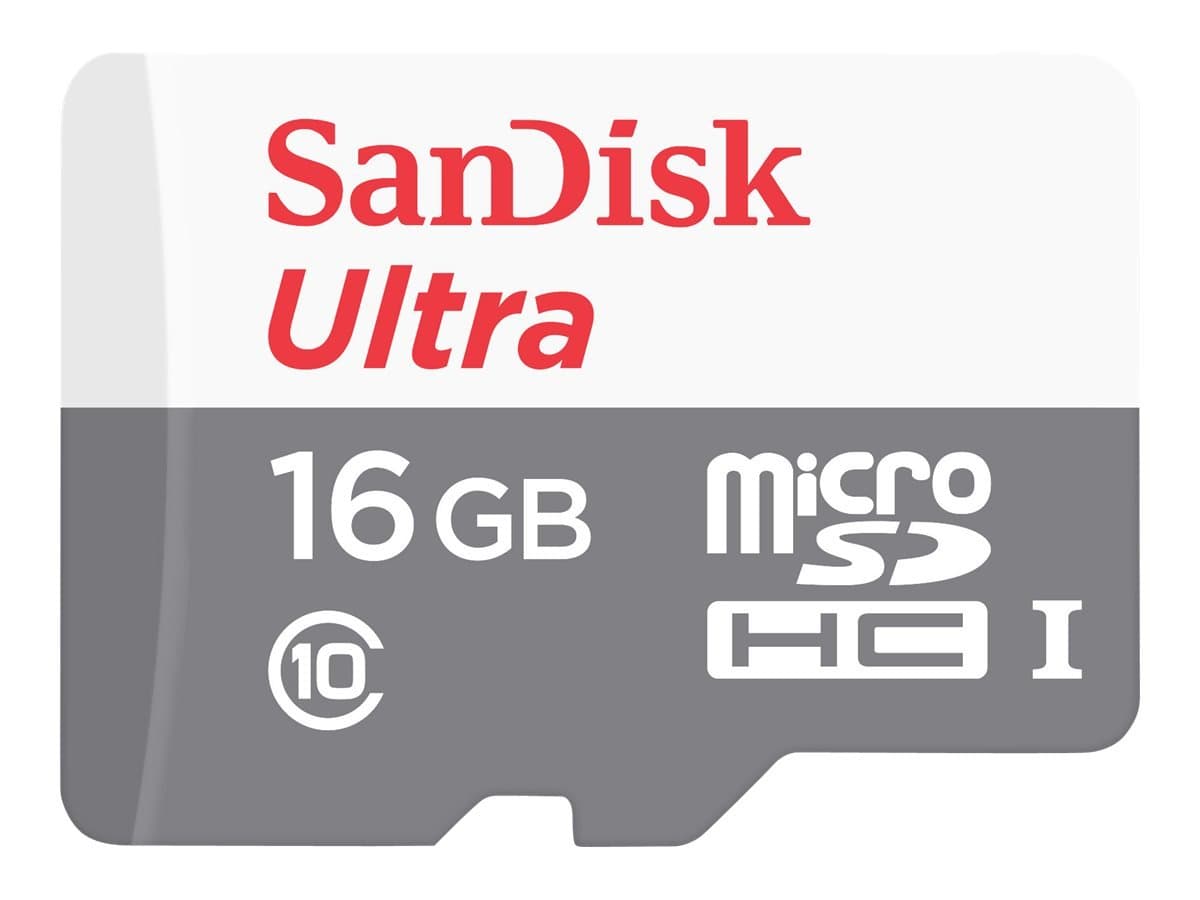 SanDisk Ultra 16 GB microSDHC Class 10 Memory Card up to 48 Mbps - White/Grey