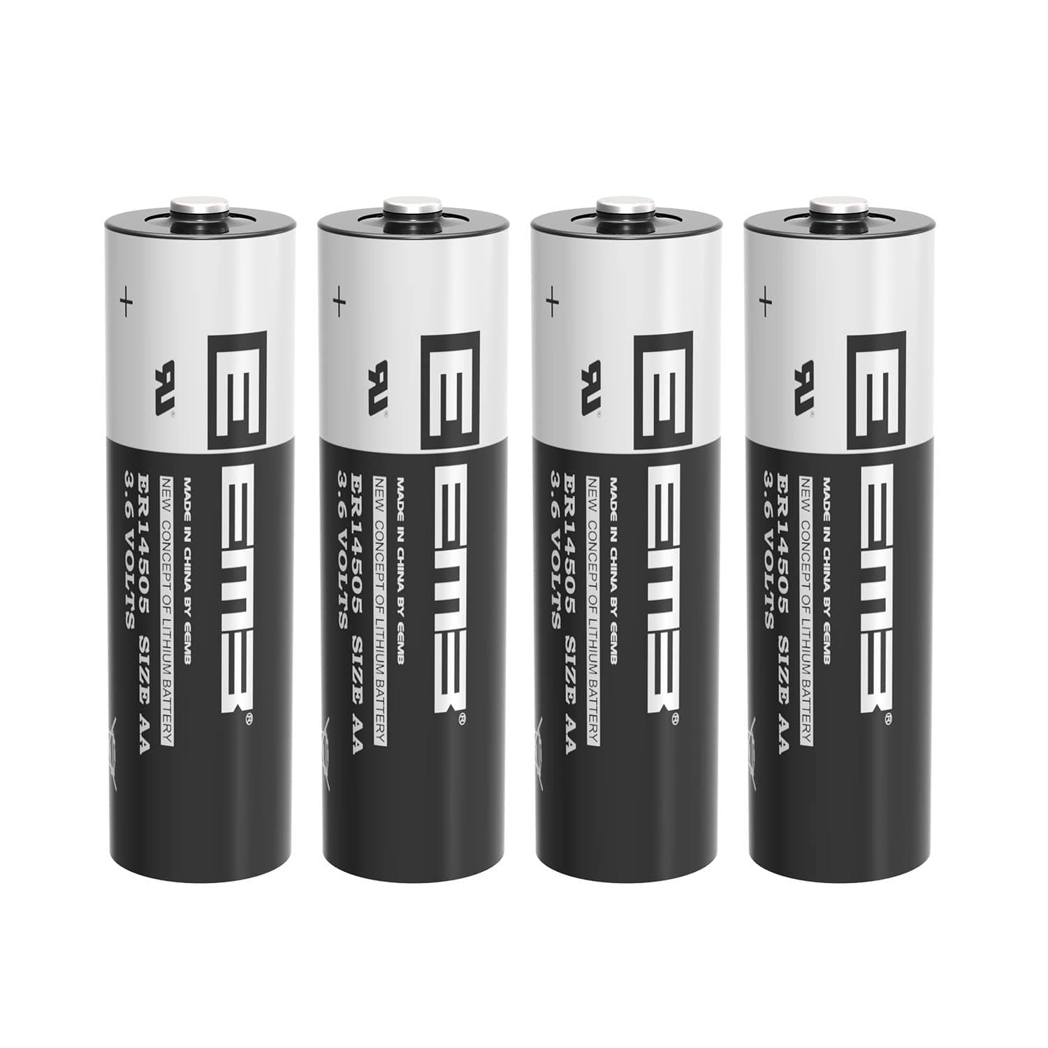 EEMB 4Pack ER14505 AA 3.6V Lithium Battery Li-SOCL₂ Non-Rechargeable Battery SB-AA11 LS14500 TL-5903 SL-360 S7-400 ER14500 for Sensor Water Electricity Meter Gas PLC Facility Equipment Spare Battery