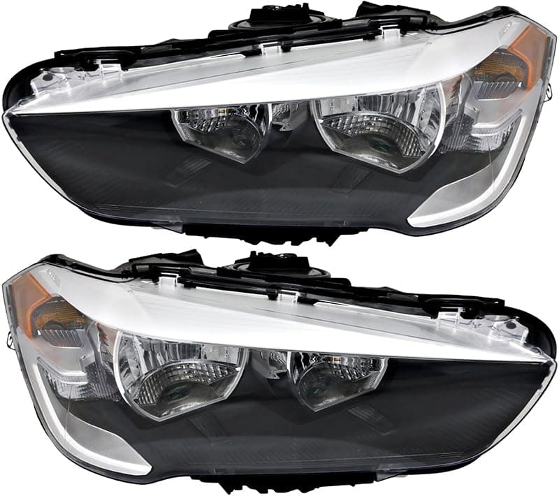 Compatible with BMW X1 Headlight Lamp Set 2016 2017 2018 2019 2020 Halogen Driver and Passenger Side