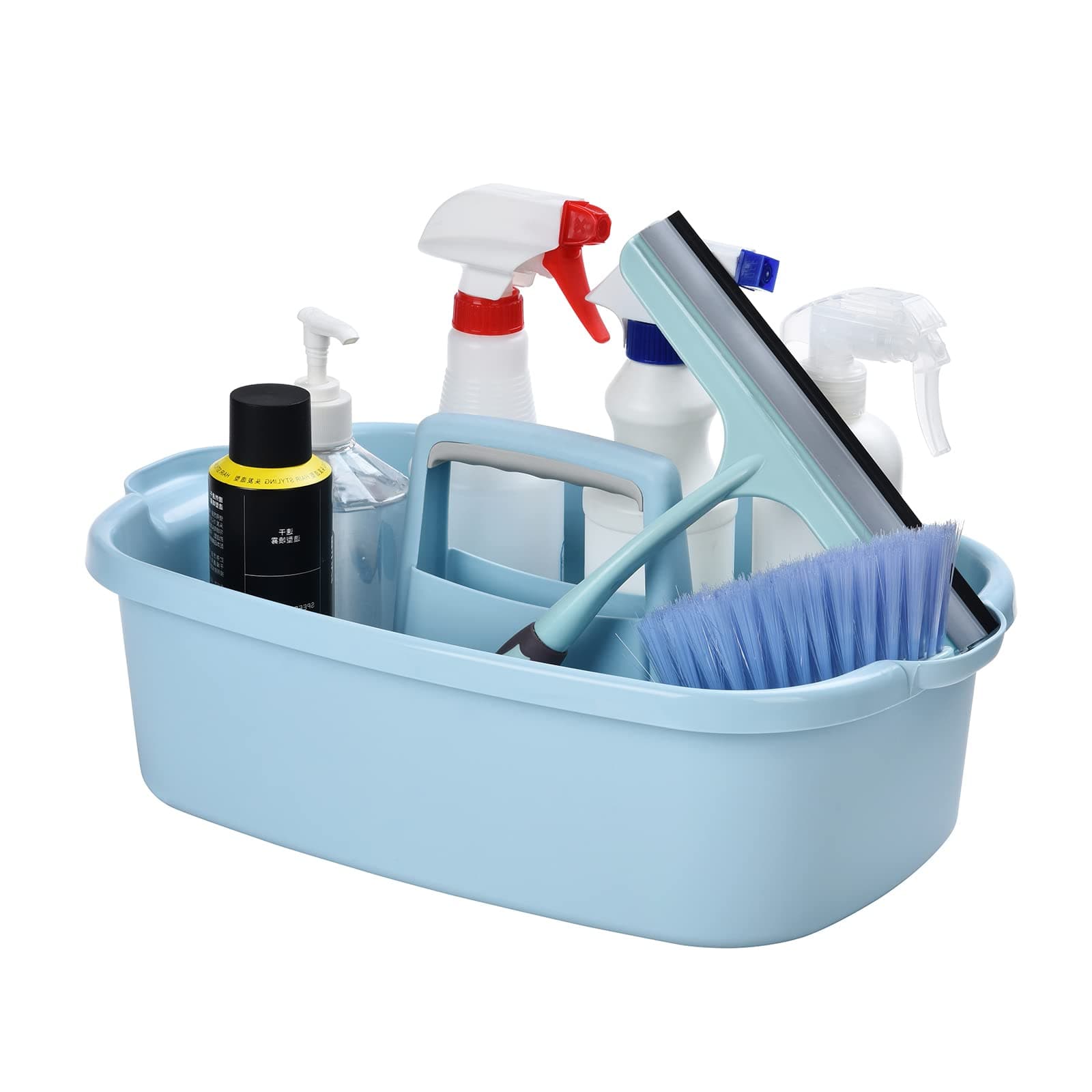 NINU Cleaning Supply Organizer with Handle, Plastic Caddy for Cleaning Products, Under Sink Tool Storage Caddy (Blue)