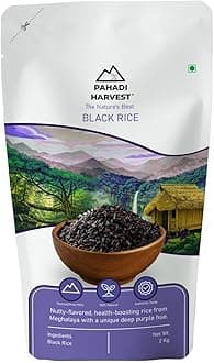 PAHADI HARVEST - Black Rice I Black Sticky Rice from the hills of Meghalaya I Purple Rice I Original Black I Authentic & Natural Black Rice 2kgs