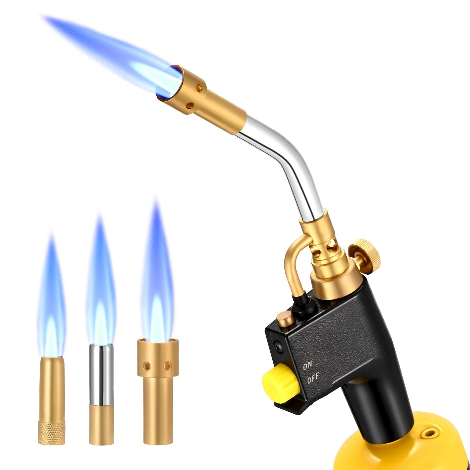 MAPP Propane Torch Multi Purpose Gas Torch with 3 Nozzles Brazing Soldering Brazing Torc for Welding Paint Removal Cooking Searing (Gas Cylinders Not Included)