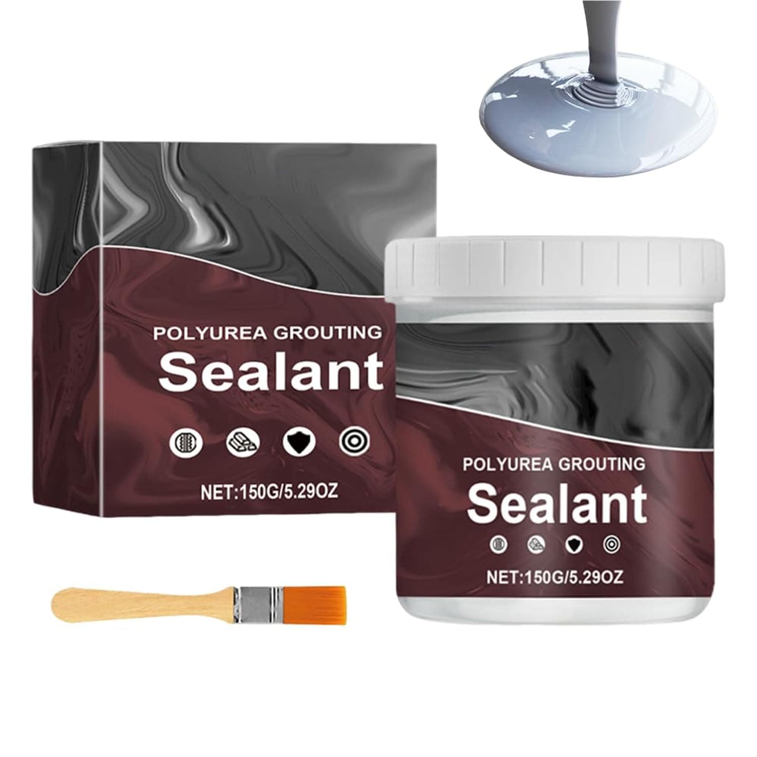 Excefore Waterproof Agent, 150g/5.29oz Polyurea Grouting Sealant Gray, Multifunctional Shower Tile Grout Sealer, Polyurea Grouting Sealant for Indoor Outdoor Wall Road Crack (150g)