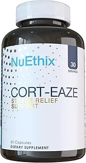 - NuEthix Formulations Cort-Eaze - Cortisol Supplement - Health Support Supplement with Ashwagandha, L-Theanine & Rhodiola Rosea - Relaxation and Deep Sleep, 60 Capsules, 30 Servings