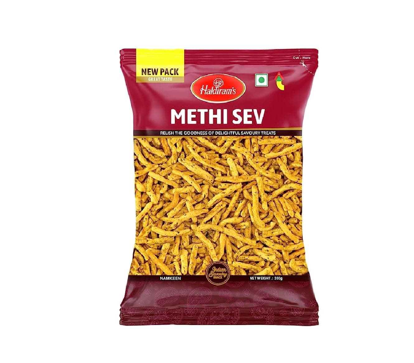 Indian Savory Fenugreek Flavored Crispy Snack Mix Methi Sev 200g