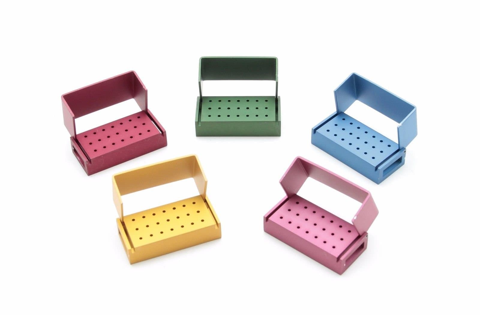 Dental Laboratory Rectangular Aluminum Bur Holder Station Autoclave (5 Pack)