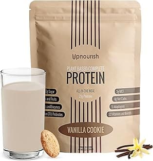 Vanilla Cookie Vegan Protein Powder 54 Superfoods Powder,1.5 Billion CFU Probiotics 21g Plant Based Protein,No Sugar No Dairy No GMO Dairy Free,Meal Replacement Shake Keto-Friendly Low-Carb Diet,15 Servings
