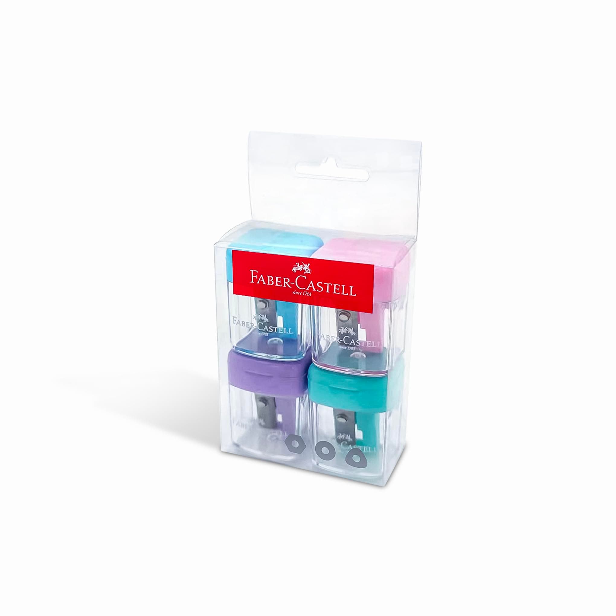 Minibox Sharpener 4pc Pastel Colours,Suitable for graphite and colour pencils