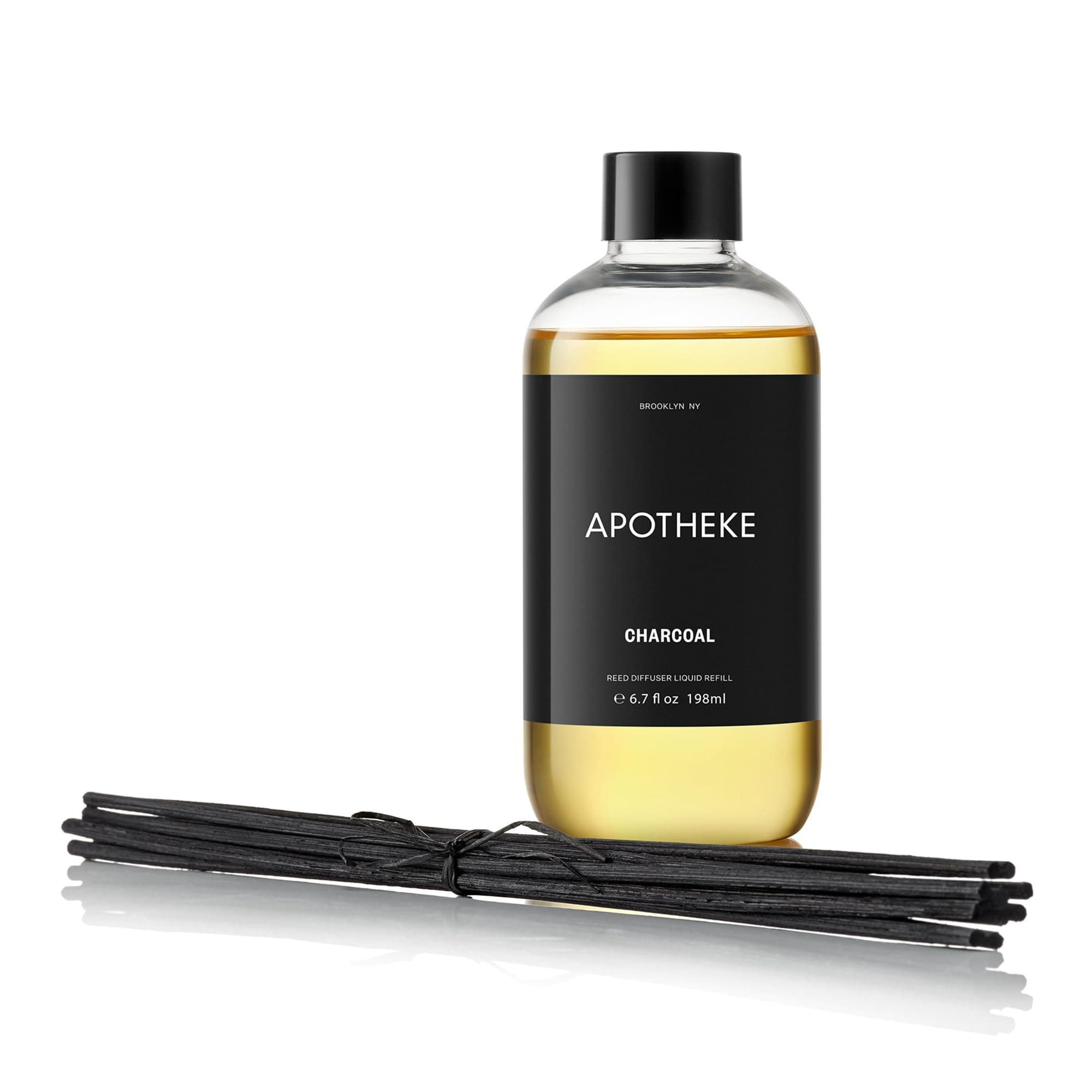 Luxury Scented Oil Reed Diffuser Liquid Refill (Charcoal) - Premium Home Fragrance Diffuser Refill Set with Sticks