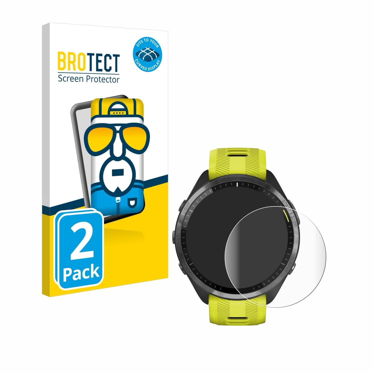 brotect 3D Curved Screen Protector compatible with Garmin Forerunner 965/970 2 Pack - Full Screen Coverage