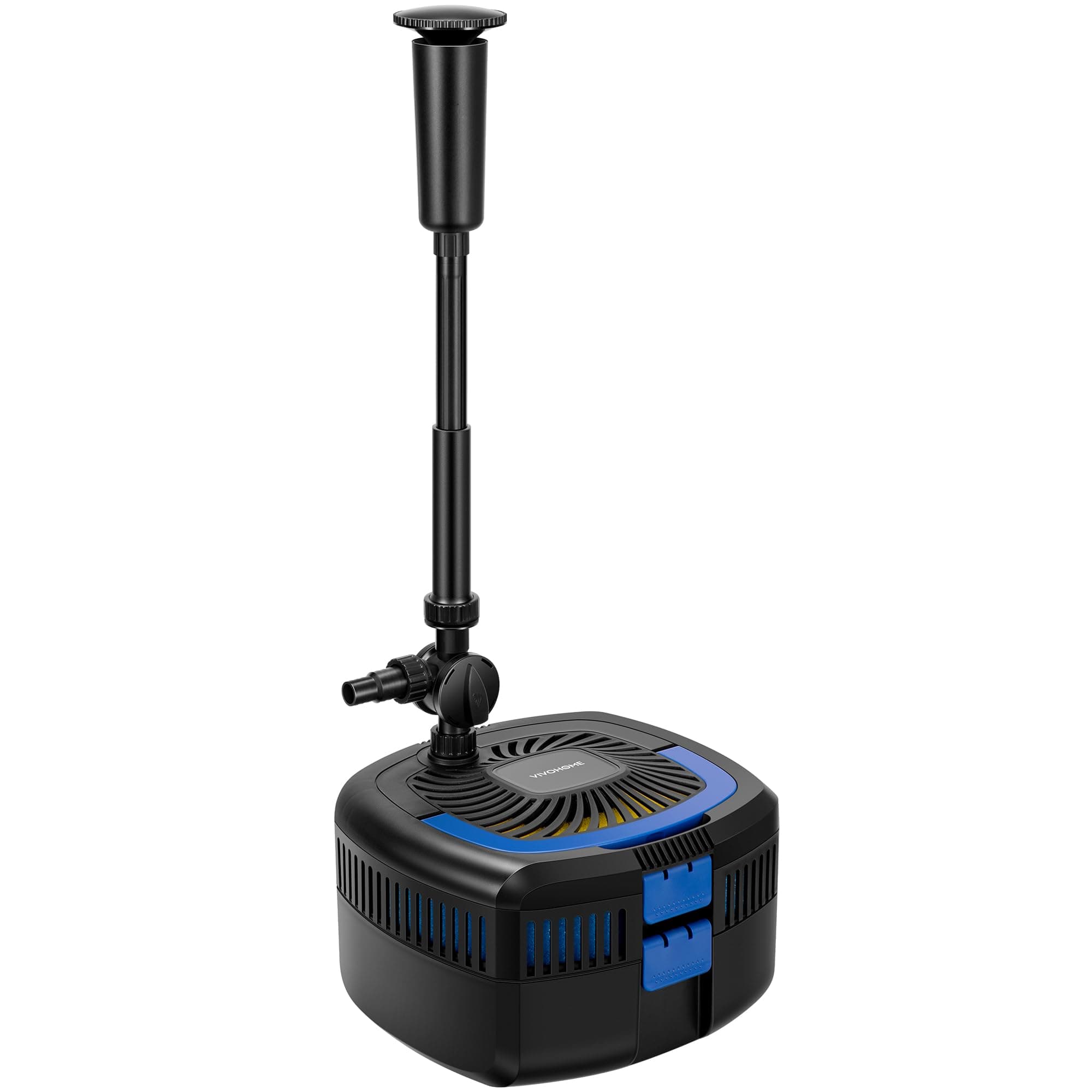 VIVOHOME 4-in-1 Pond Filter System Kits, 1370 GPH Water Pump with Filter, Fountain and 13W Light Combo for Ponds up to 2113 Gallons