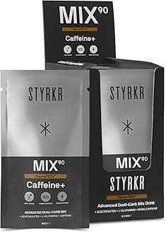 Styrkr MIX90 Caffeine+ Energy Powder with Caffeine by Styrkr - 90g of Carbs - Pack of 12 Drink Mix Sachets for Cycling & Running - Approved by Endurance Atheletes - 12x Pack