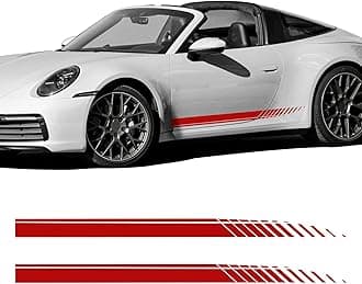 2Pcs Sports Racing Stripe Graphic Stickers, Side Door Vinyl Decals, Universal Car Decoration Accessories for Truck Auto Body Side Door (Red)