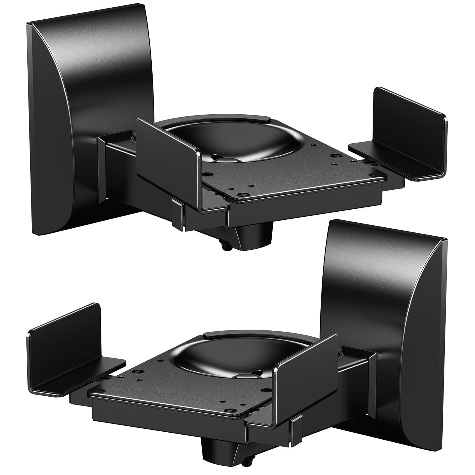 WALI Speaker Wall Mount, Dual Side Clamp Bookshelf Mount Bracket for Large Sound Speakers, 55 lb Capacity (SWM201), Black