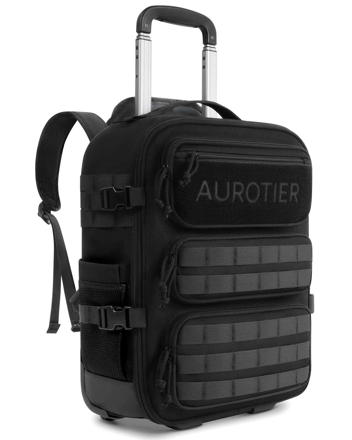 Rolling Tactical Laptop Backpack, Underseat Travel Backpack with Wheels, 16 Inch Wheeled Military Computer Backpack for Men and Women, Roller Overnight Molle Outdoor Hiking College Carry on Luggage