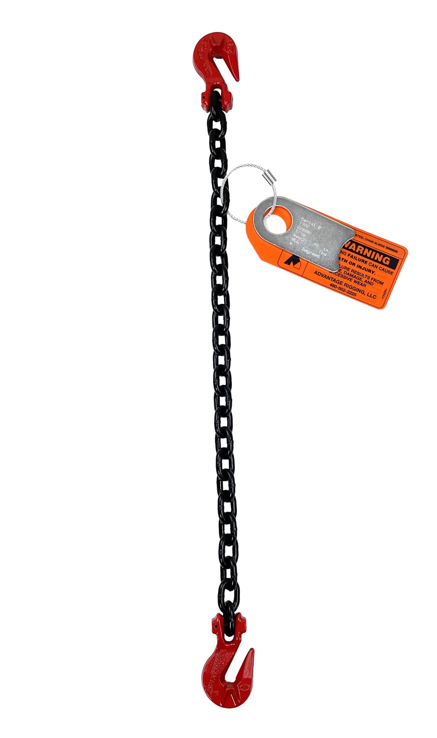 Chain Sling - 5/16" x 5' Single Leg with Grab Hooks - Grade 80