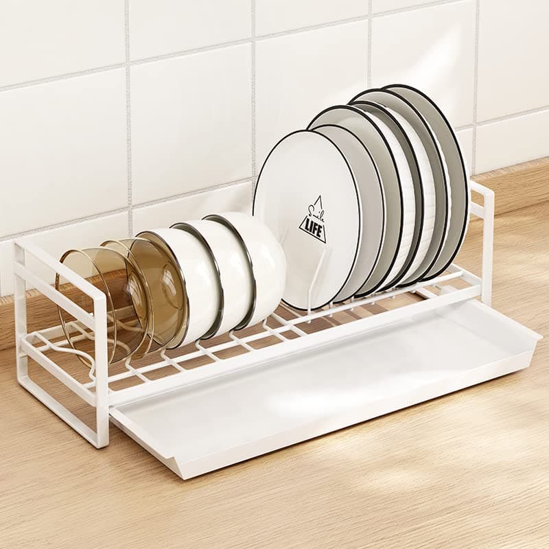ALCR Dish Drying Rack with Drain Tray for Kitchen to Dry Cup, Bowl, Dish, Plate as a Countertop Saving Space Shelves (Bowl and Dish_White)