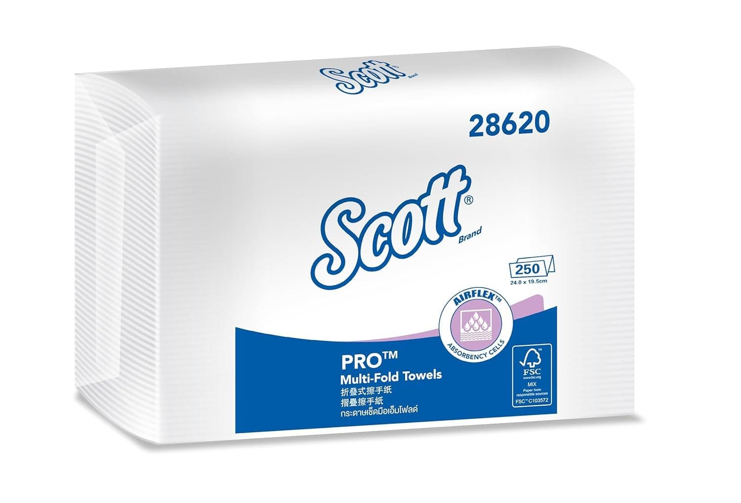 Scott Multi-Fold Paper Towel 28620-1 Pack x 250 Sheets (White Colour - Sheet Size 24 cm X 19.6 cm)