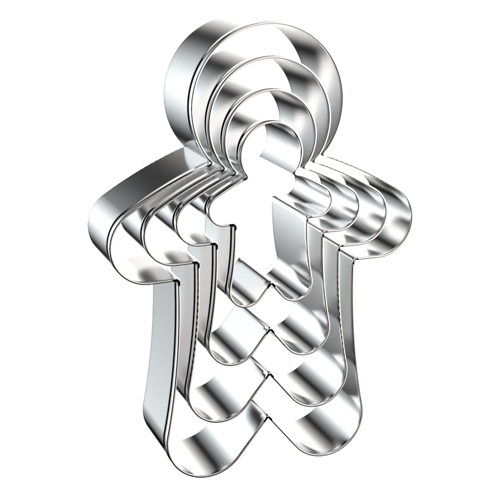 Gingerbread Man Cookie Cutters Shapes Set for Christmas Baking with Assorted Sizes - 5 inch, 4 inch, 3 inch, 2 inch - Stainless Steel