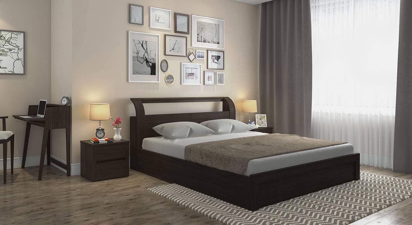 Urban Ladder Sutherland Hydraulic Storage Bed (Bed Size : King, Finish : Dark Walnut)