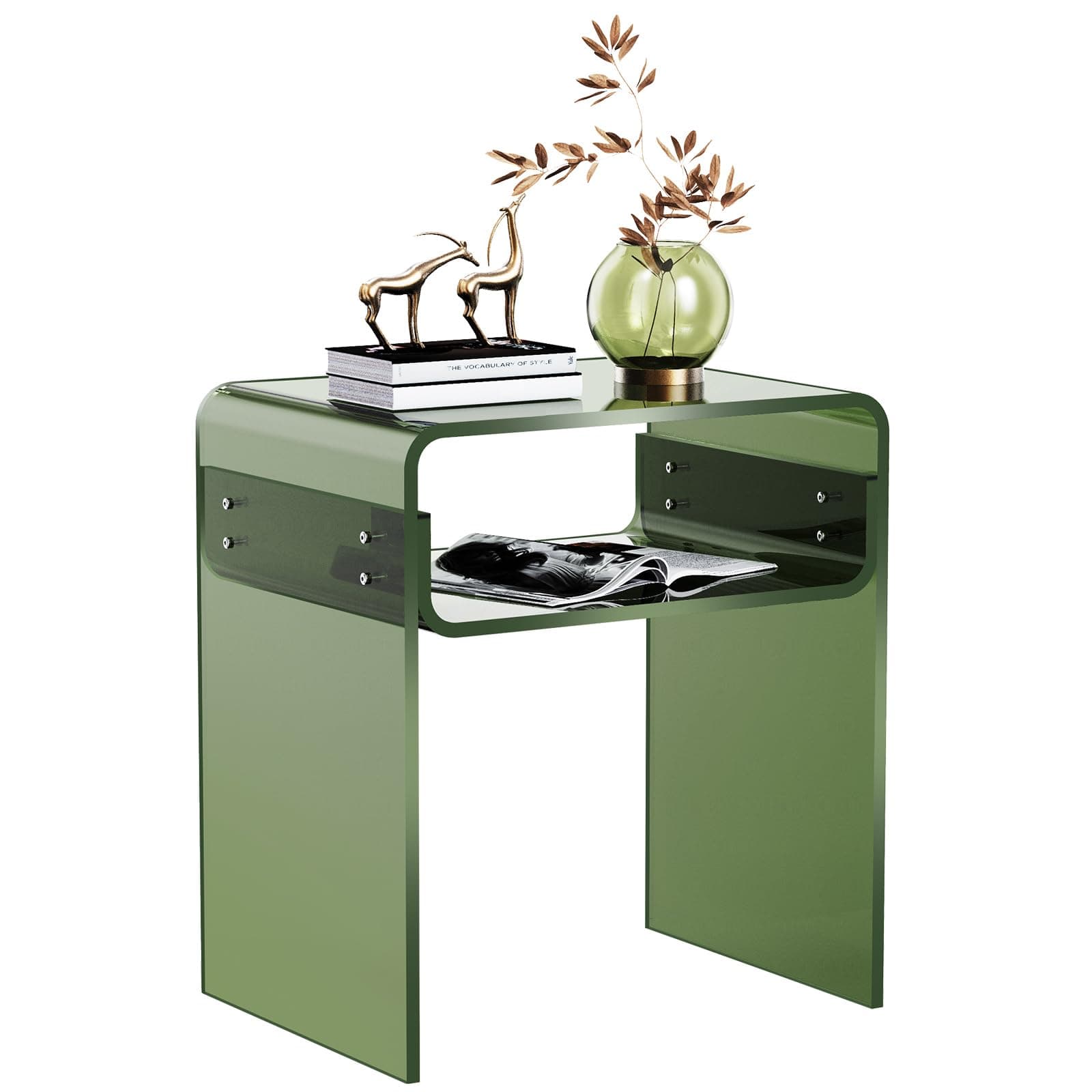 Acrylic Side Table, Bedside table Nightstand, Transparent Acrylic Tables (Green)